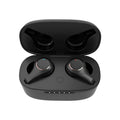 Black and white wireless ANC Bluetooth in-ear headphones with charging case