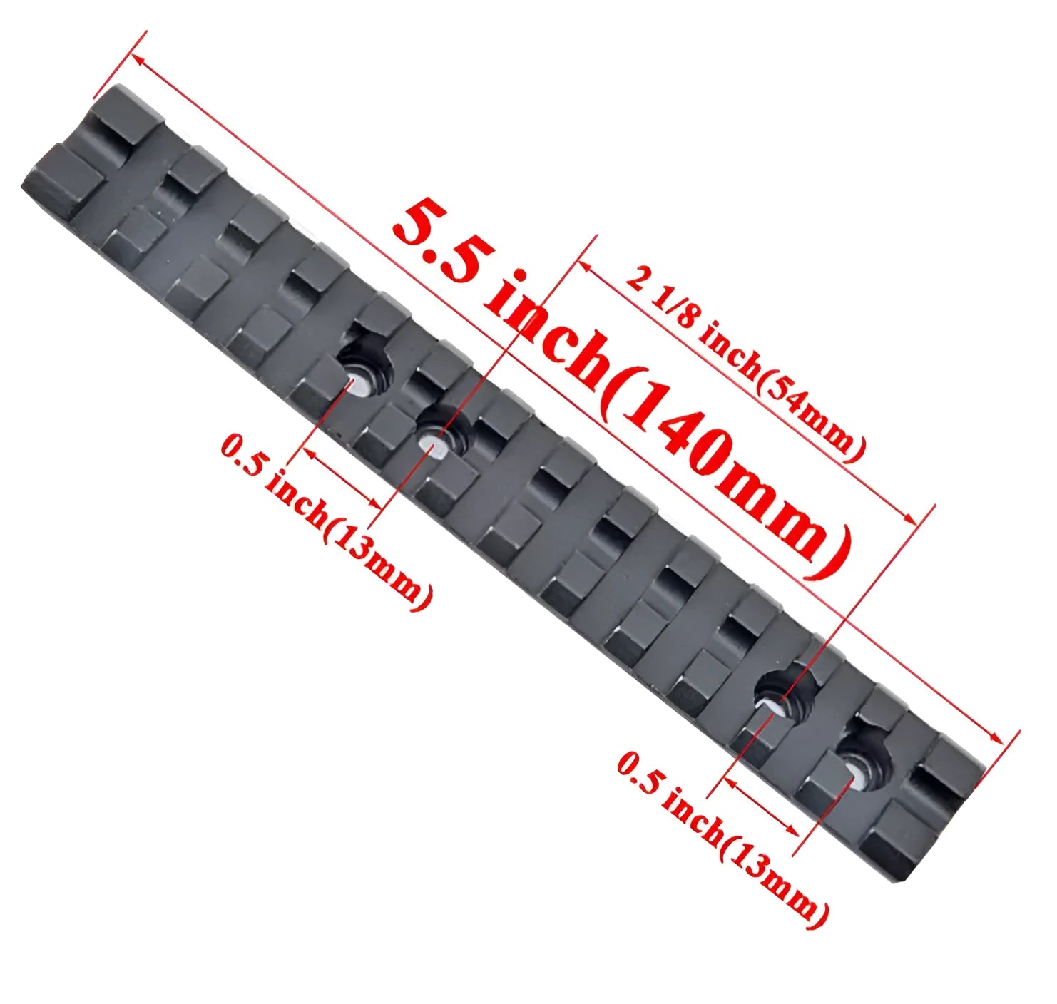 Black anodised aluminium Picatinny scope mount rail for shotgun with screws and Allen key