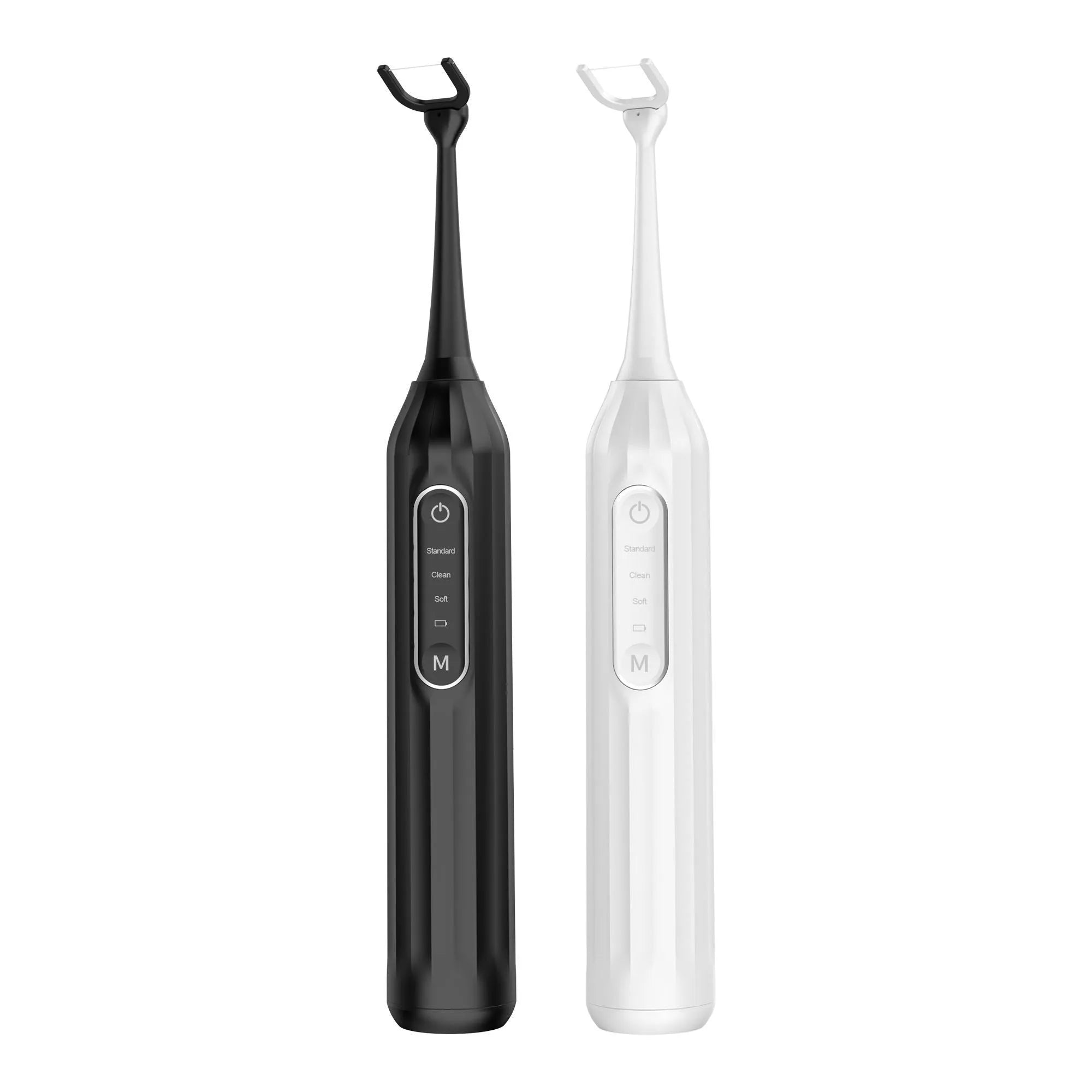Electric water flosser in white with Type-C charging, three mode buttons, and water tank visible