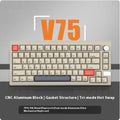 Chidu V75 CNC aluminum mechanical keyboard with 81 keys, RGB lighting, and frosted gray shaft on a desk