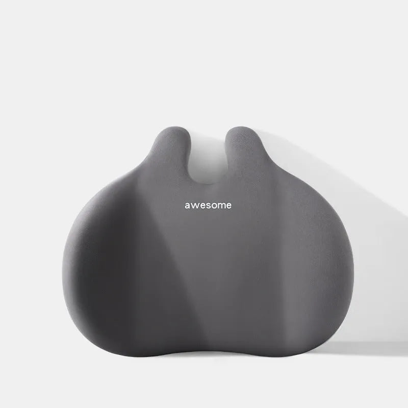 Car headrest and lumbar support pillow set in cloth material, shown in available colours.