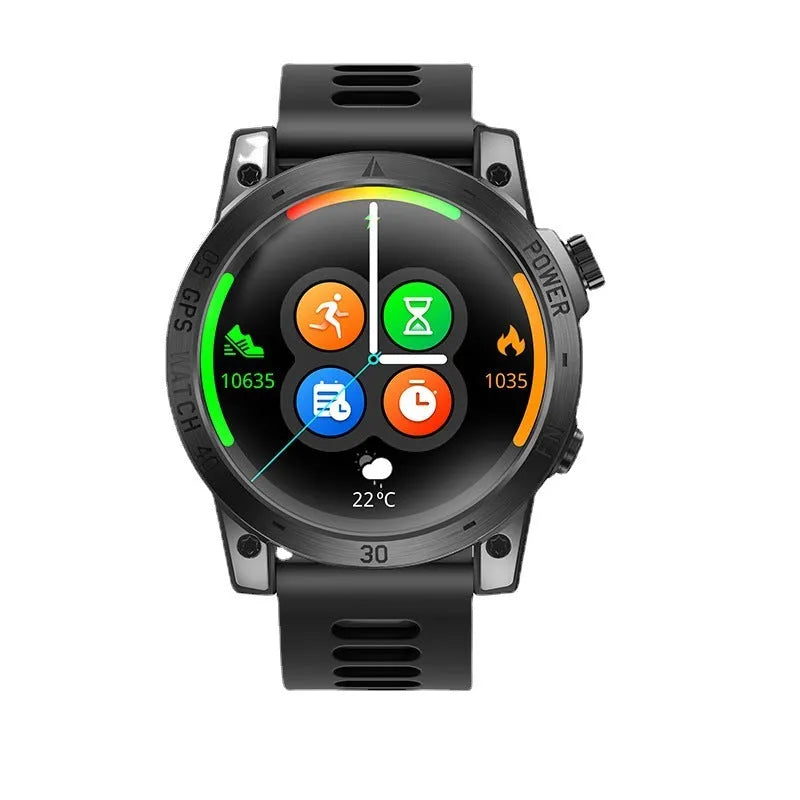 GPS outdoor sports watch black 1.43 inch AMOLED touch screen on wrist