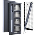 25-in-one screwdriver set with chrome vanadium steel magnetic bits and ABS handle on grey background