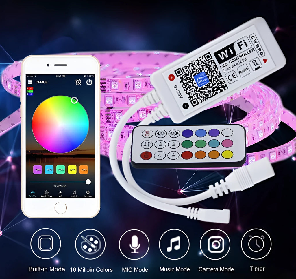 White 21-key WiFi mini controller for RGB RGBW RGBWC LED strips