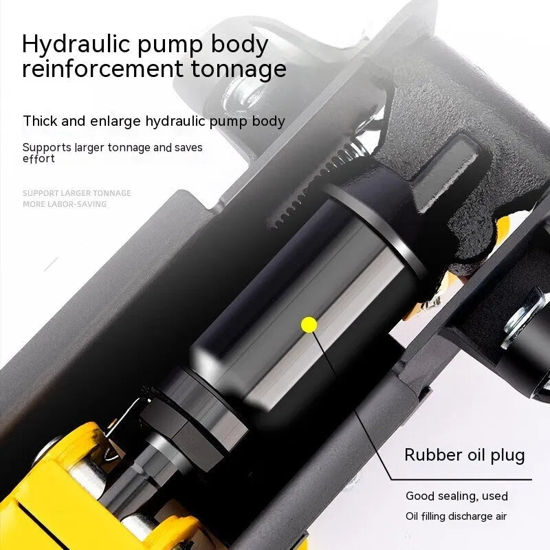 Hydraulic car jack for low-profile vehicles with anti-freeze performance