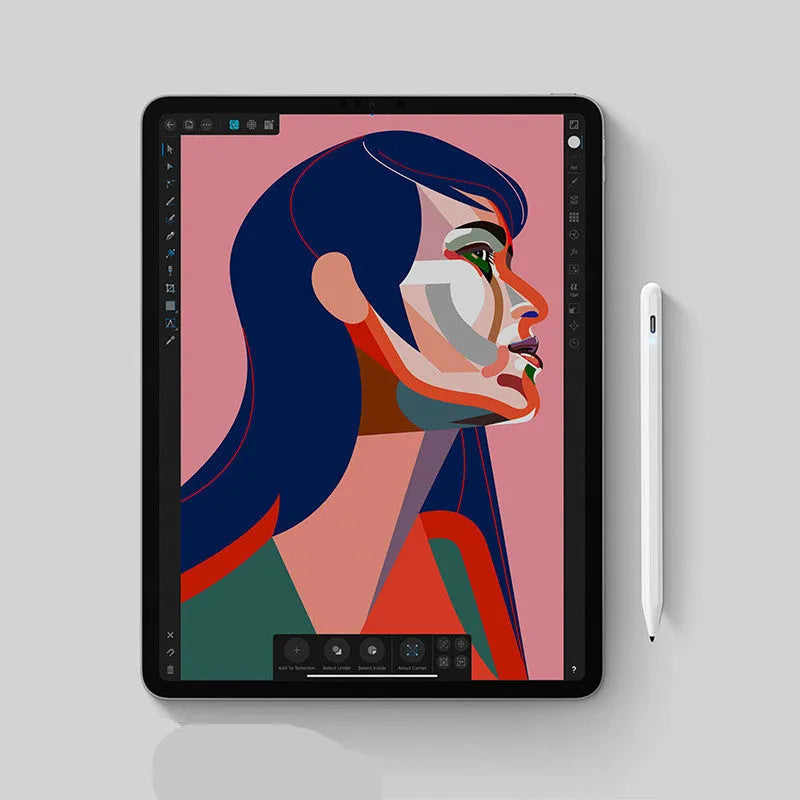 White capacitive stylus pen for iPad with fine nib, aluminium alloy body