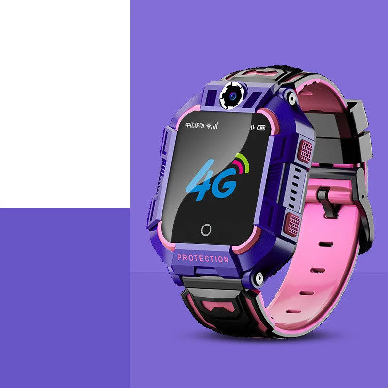 A63 children's smartwatch with 1.44-inch screen and silicone wristband in green or purple colours