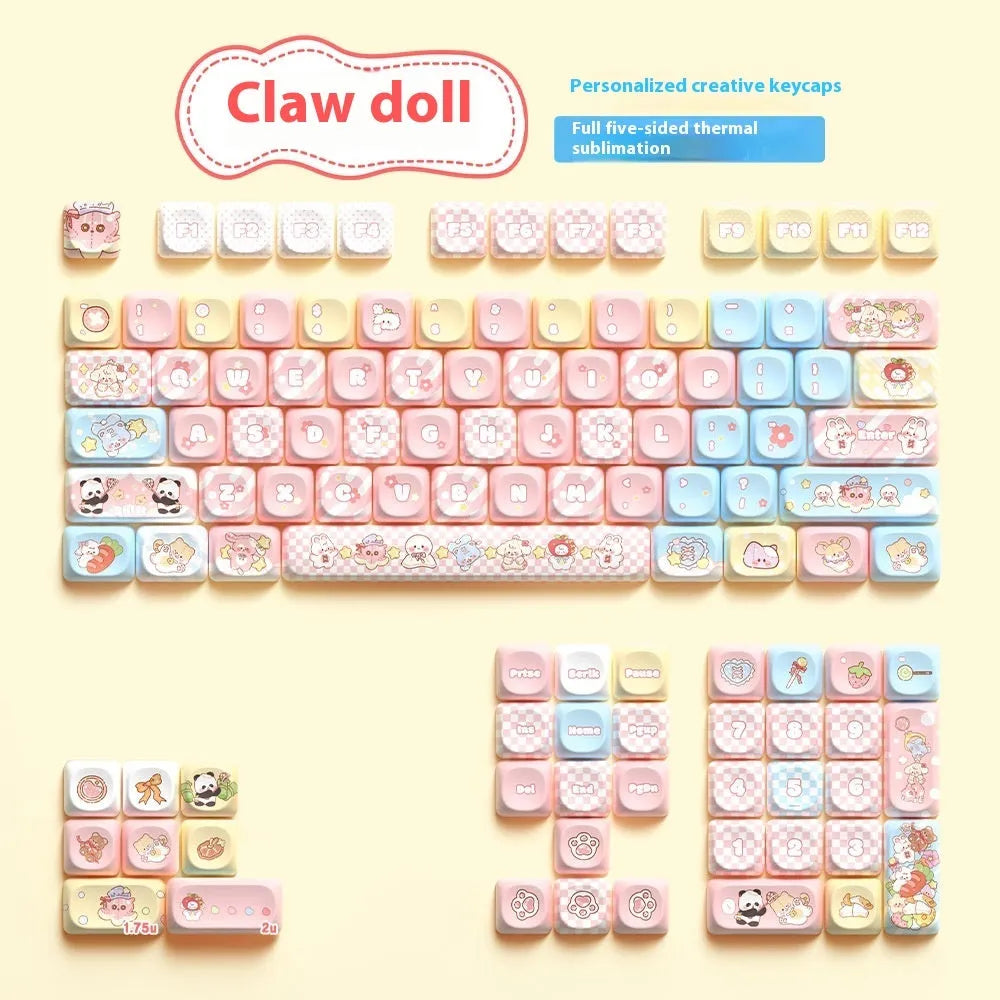 Clip Doll anime character mechanical keyboard keycap set with colourful sublimation printing.