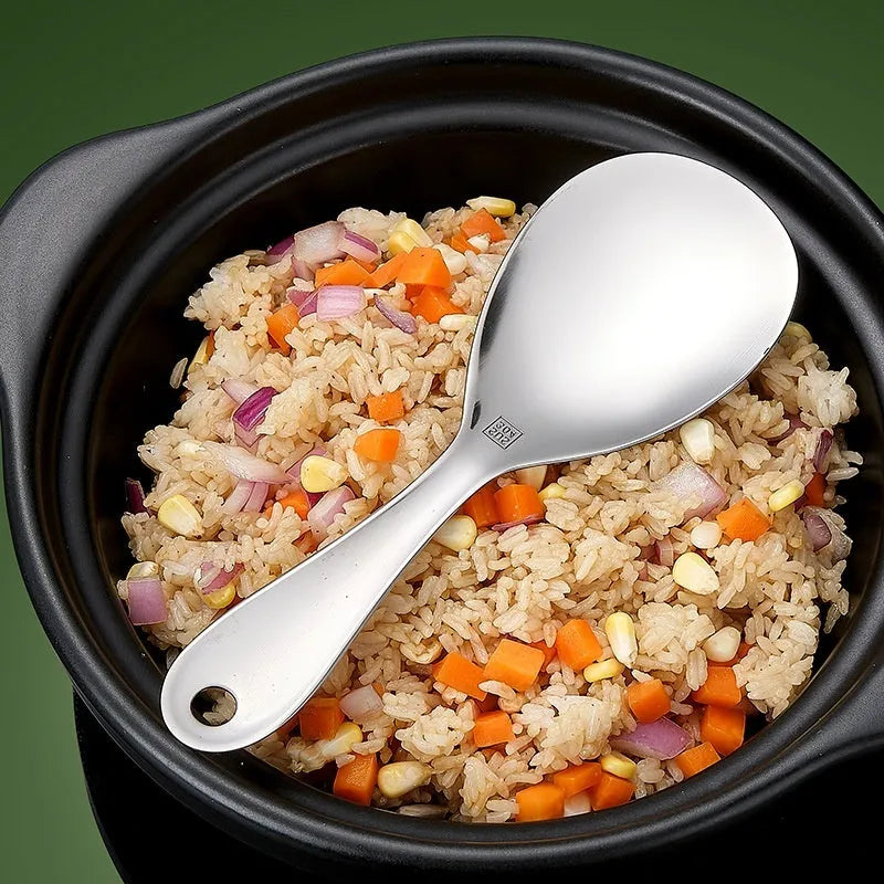 304 stainless steel meal spoon with thick handle and simple solid colour finish