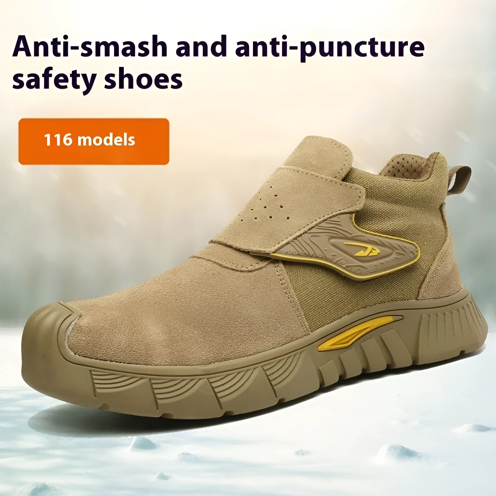 Brown leather labour protection safety shoes with rubber sole, shown on a white background.