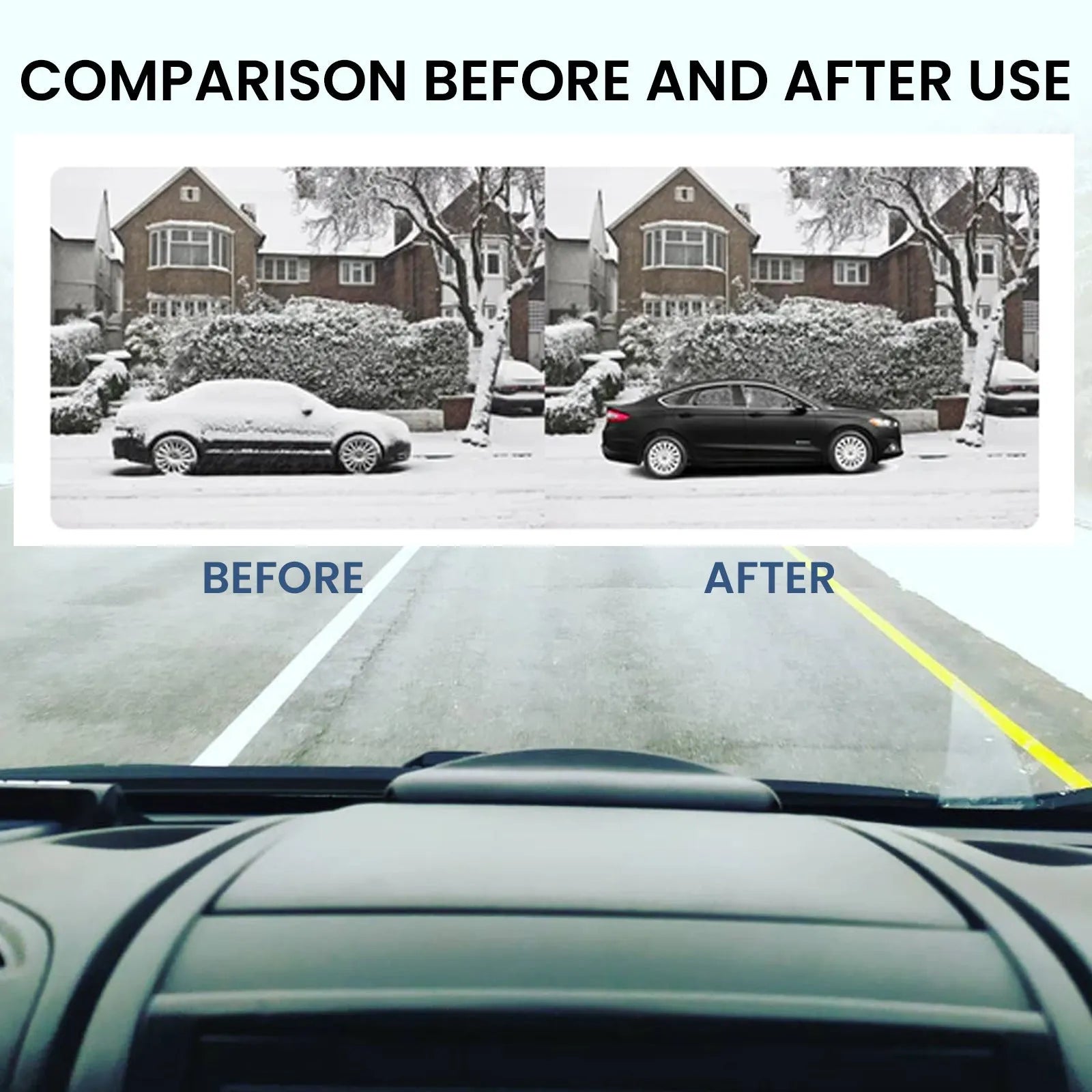 Compact black car deicer and portable charger with built-in shovel handle for windscreen scraping