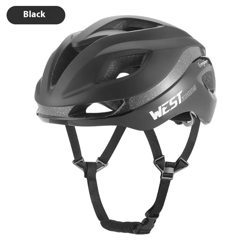 Adult road bike helmet with integrated rear LED light in adjustable 58-61cm sizing
