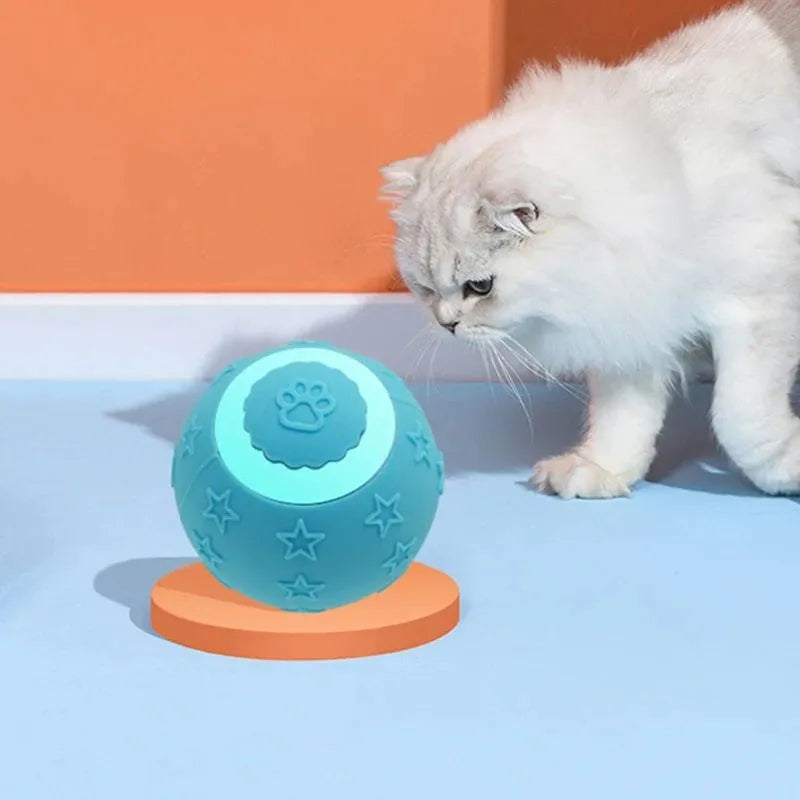 Smart ball cat toy 2 modes rechargeable interactive rolling ball for cats and small dogs blue colour