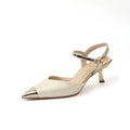 Women's genuine leather high-heeled sandal with pointed toe and 6cm heel in four colour options