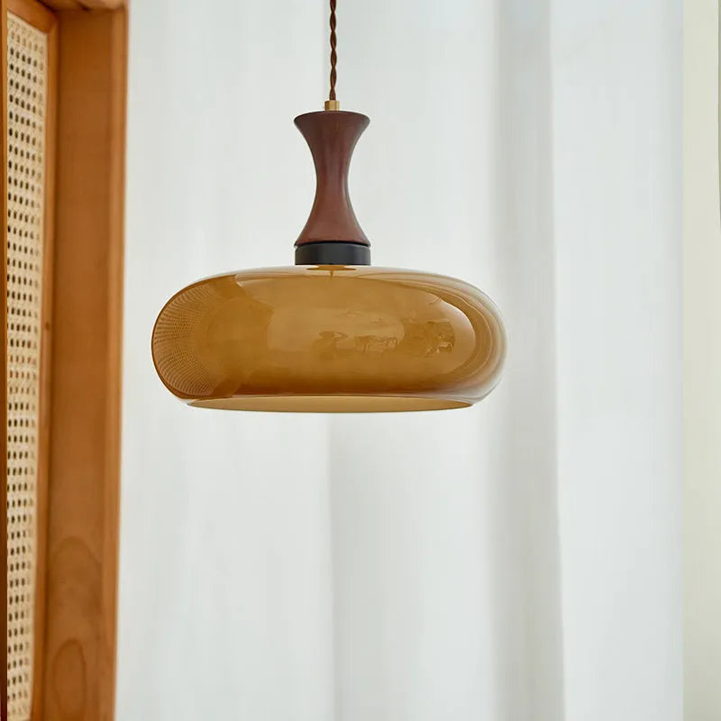 Retro glass pendant light semicircle 30cm tawny white tricolour for home ceiling