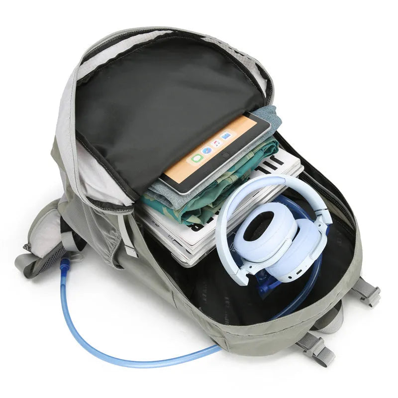 New outdoor 40L unisex large capacity backpack in black with curved shoulder straps and waterproof fabric
