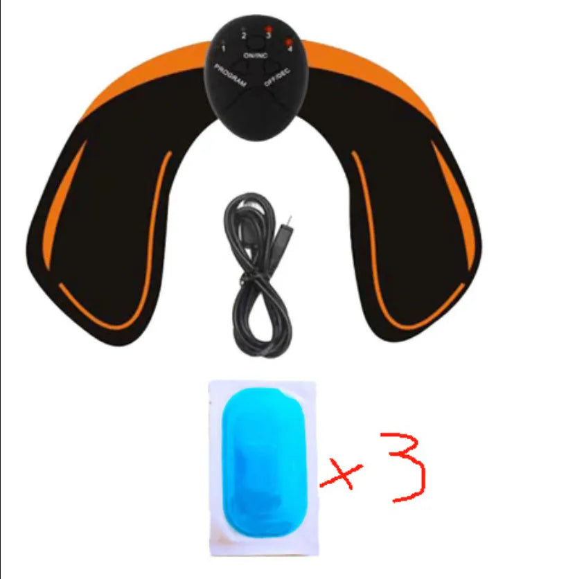 EMS electrical muscle stimulator unit with gel pads for hip and abdominal toning