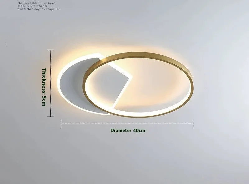Nordic minimalist ceiling lamp in black and gold colours with 40cm and 50cm diameter options