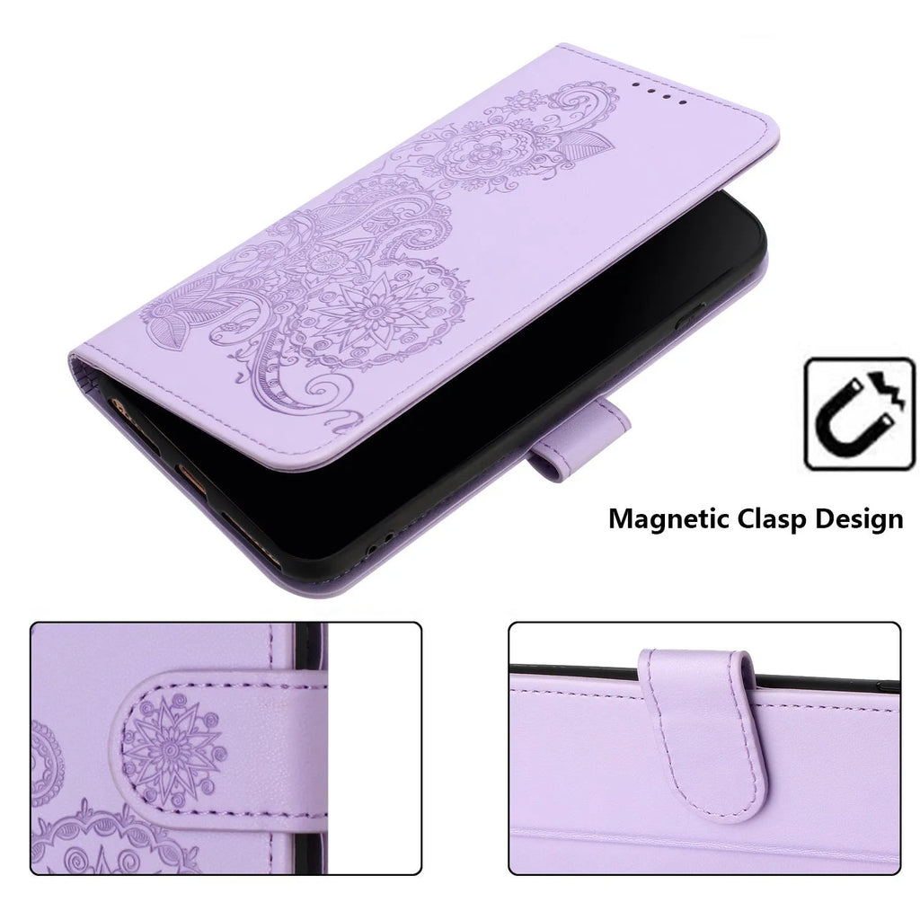 Datura Flowers Samsung Leather Flip Case
