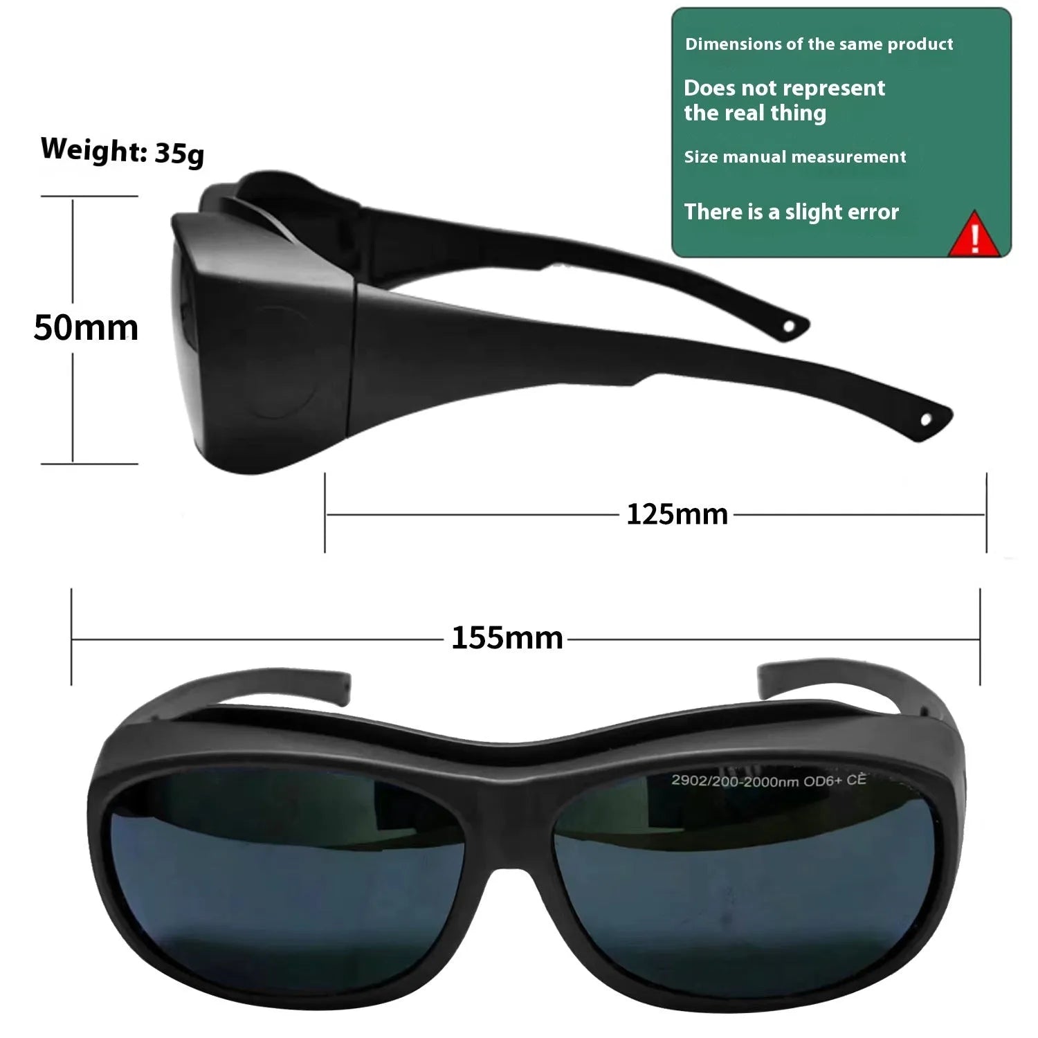 Laser protection goggles with PC lenses for 200-2000nm wavelength protection