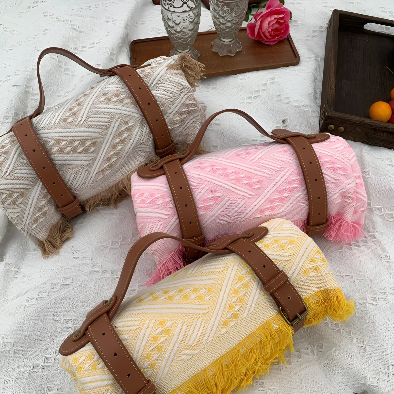 New Chessboard Plaid Knitted Thickened Camping Rugs Picnic Mat Fashion Tassel Acrylic Picnic Blanket in Khaki White Gray White Yellow White White Plaid White Powder Green White Gray Plaid Yellow Plaid Green Black Red Sizes 90x90 130x180 180x180 230x250 cm