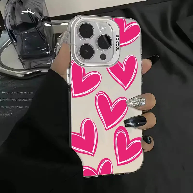 Heart mobile phone shell PC laser love pattern gray case for Apple iPhone models