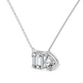 S925 silver double main stone rectangular water drop necklace with platinum finish on O-ring chain