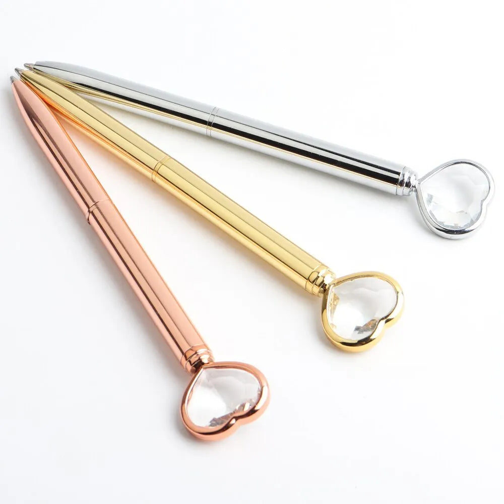 Creative crystal love ball metal pen in golden, rose gold and silver colour options