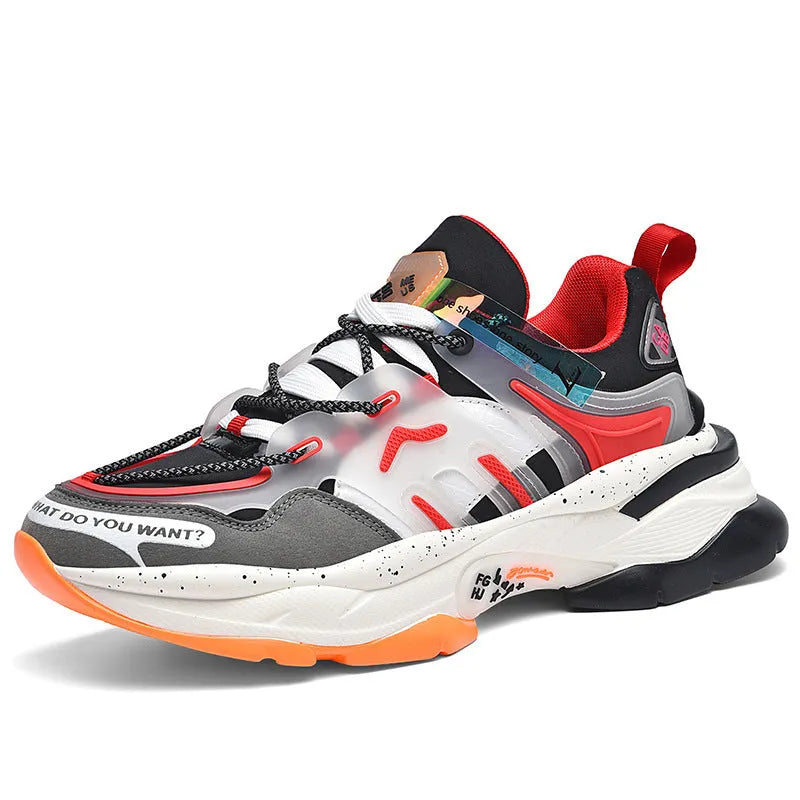 Men's casual running shoes with TPU popcorn sole, low top, lace-up, solid colour, available in white and black gray