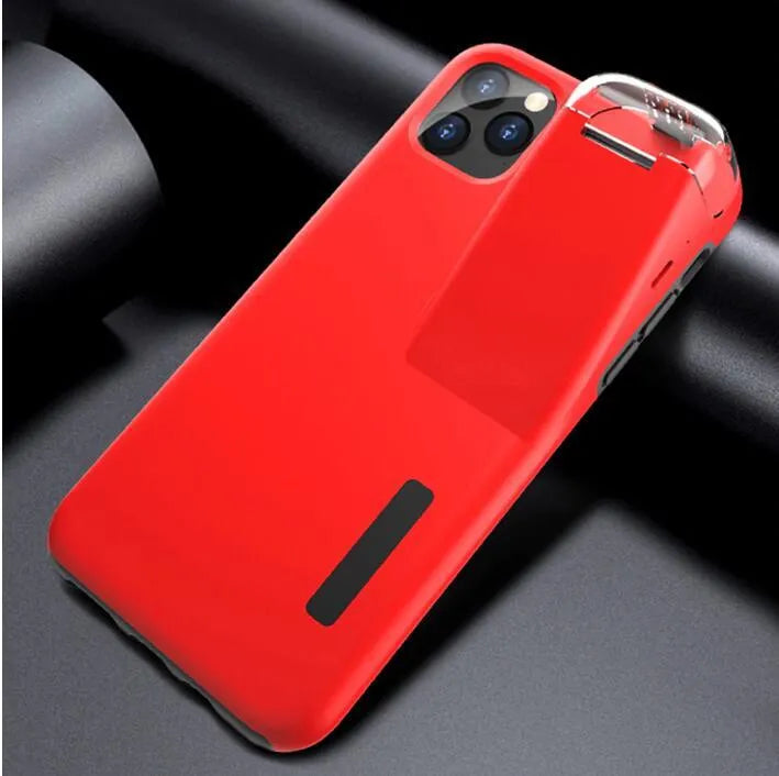 Black matte acrylic and silicone 2-in-1 case cover for AirPods charging case and compatible iPhone.