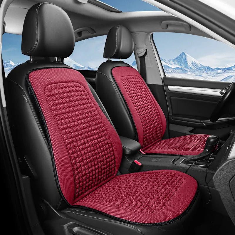 Cool Silk tie-free single car seat cushion with massage function in carbon black