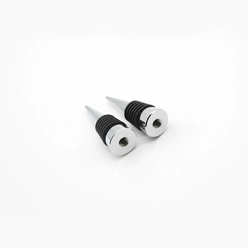 Silver zinc alloy threaded wine bottle stopper with silicone seal for M8 and M10 openings