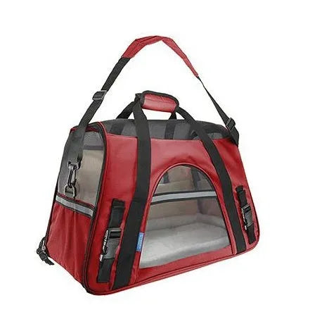 Breathable portable pet strap handbag for small dogs and cats in pink colour with shoulder strap