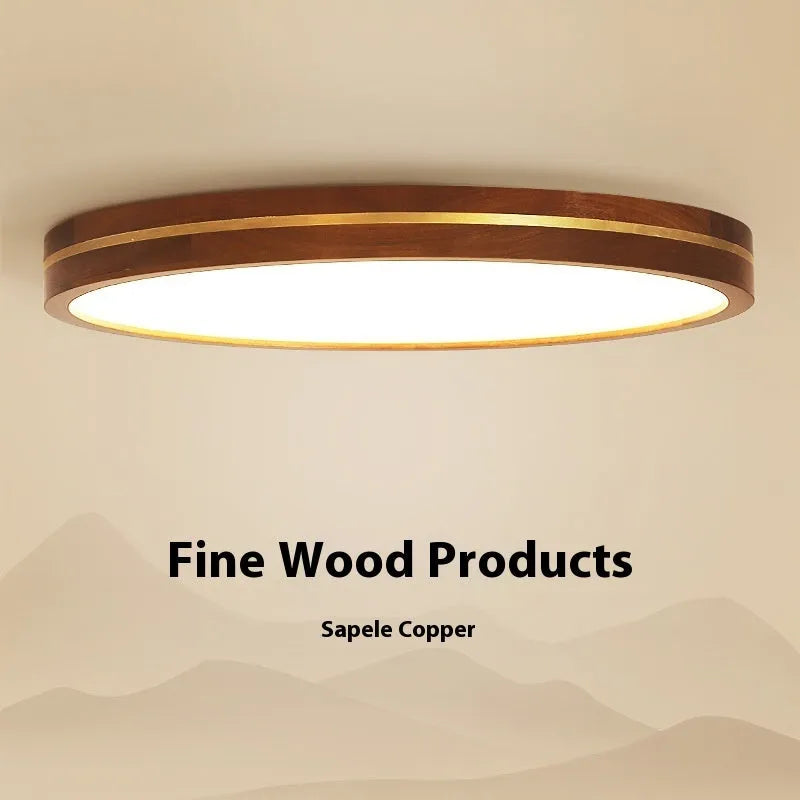 New Chinese style wooden ceiling lamp modern minimalist for living room bedroom 30cm