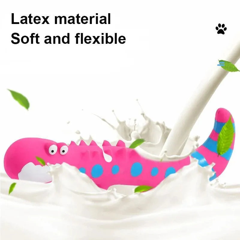 Green latex lizard squeaky dog chew toy for small and medium dogs