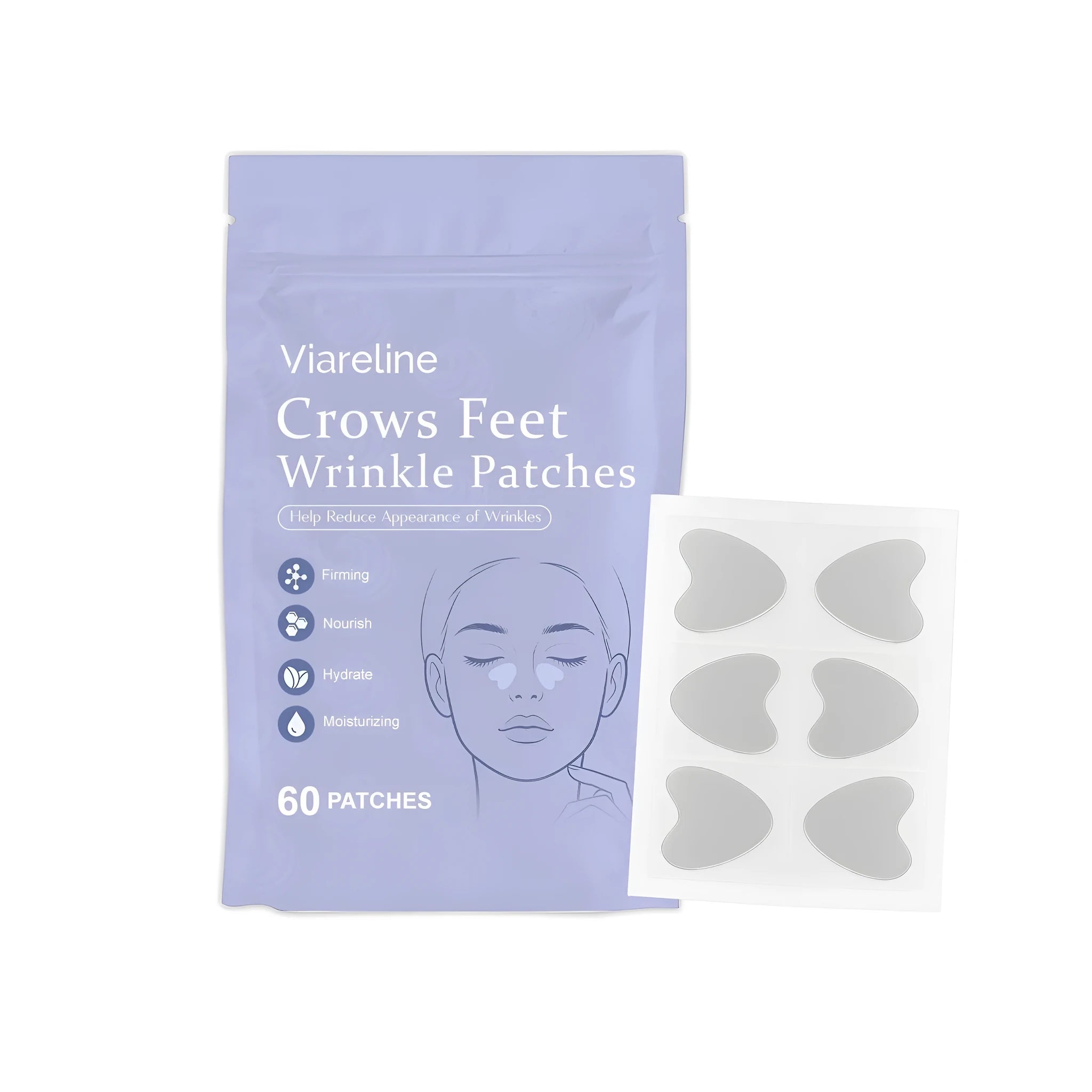Crows Feet Wrinkle Patches 60 patches hydrogel treatment with hyaluronic acid and retinol for under eye area