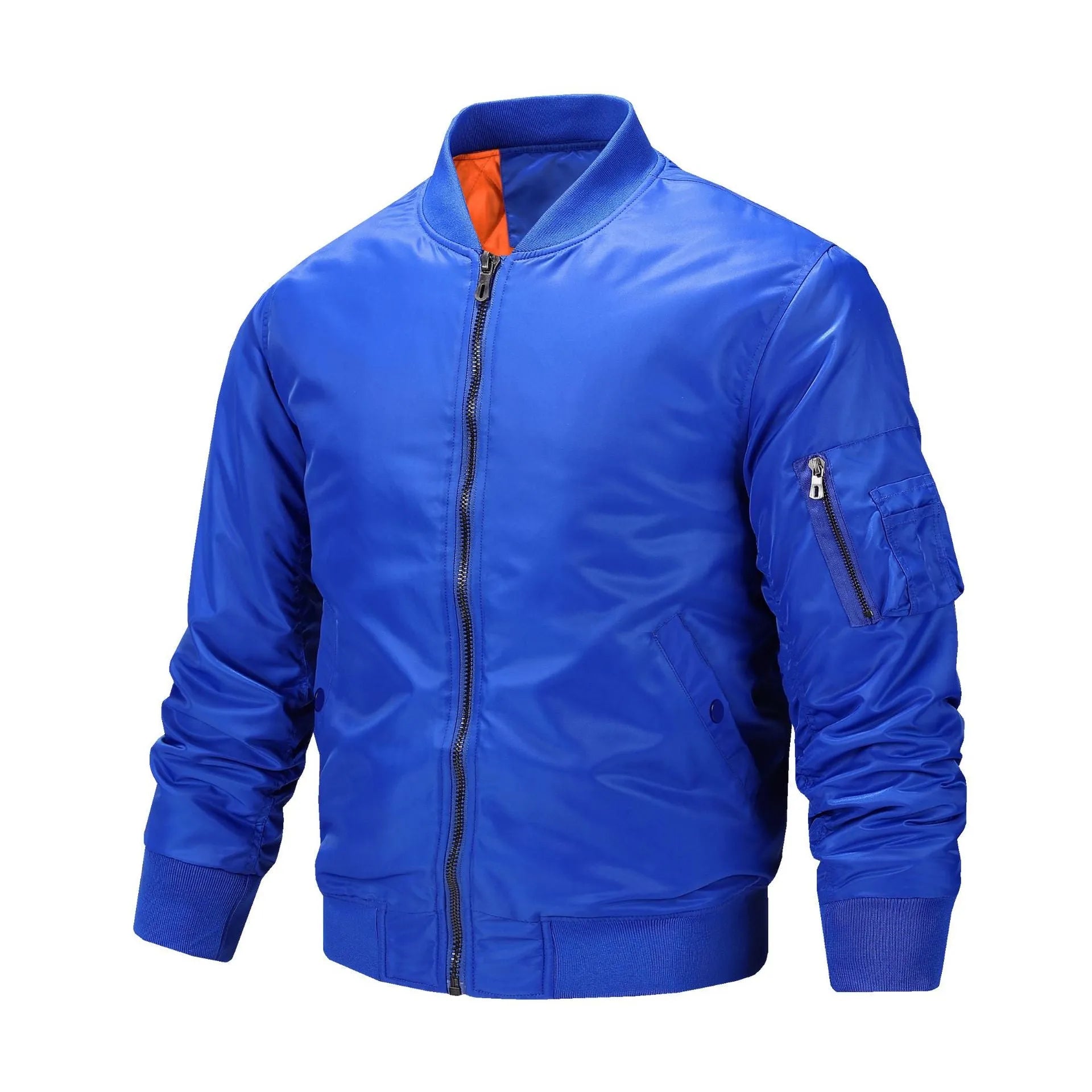 Men's casual jacket loose fit solid colour nylon with side seam pockets