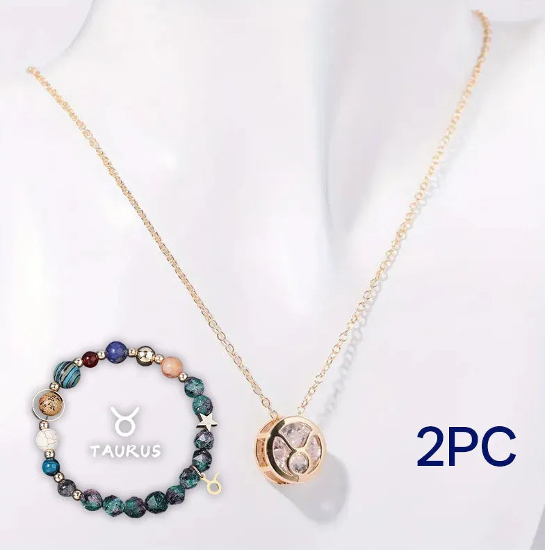 Natural stone beaded necklace and bracelet set with adjustable cords in gemstone materials