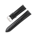 Quick release leather watch strap in bright cowhide, showing colour options and width sizes from 18mm to 22mm.