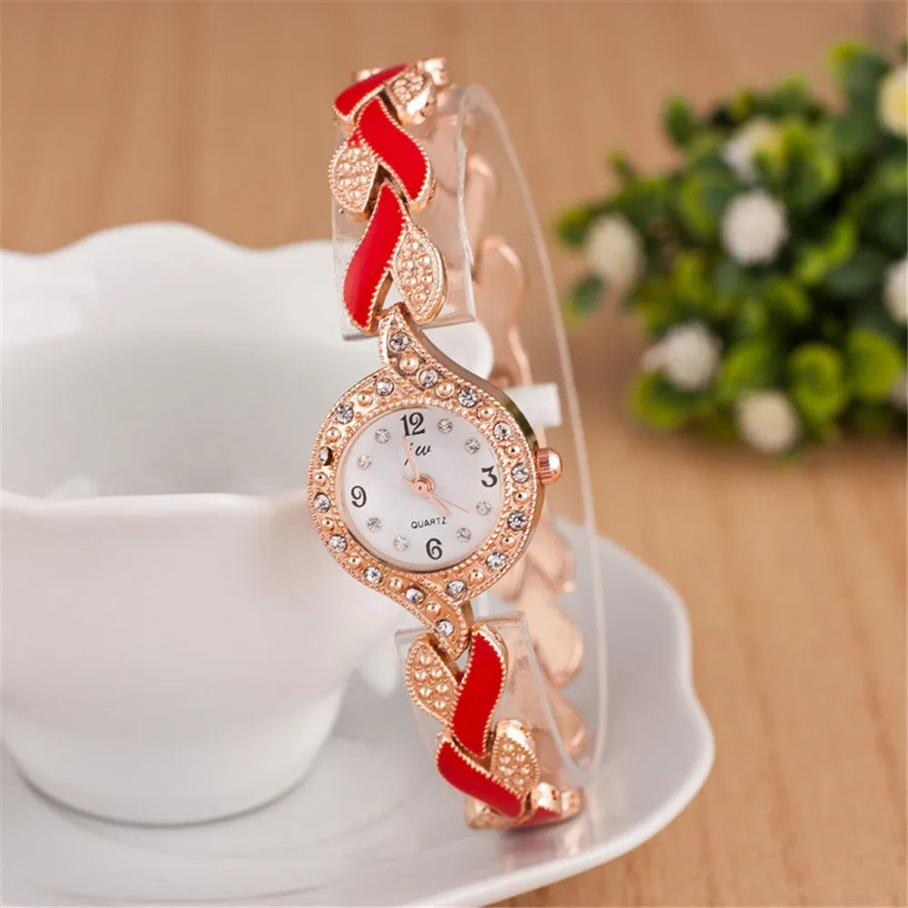 Women's love strap diamond watch set with earrings ring necklace black suit colour