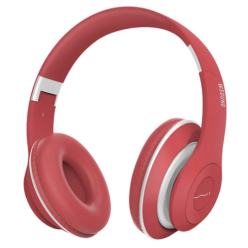 Blue and red Bluetooth wireless stereo headset with bilateral design for both ears