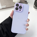 Solid colour lychee pattern PC phone case for iPhone 12-14 series drop protection in taro purple