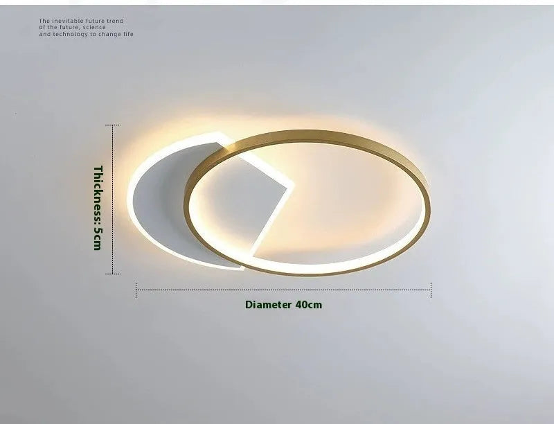 Nordic minimalist ceiling lamp in black and gold colours with 40cm and 50cm diameter options
