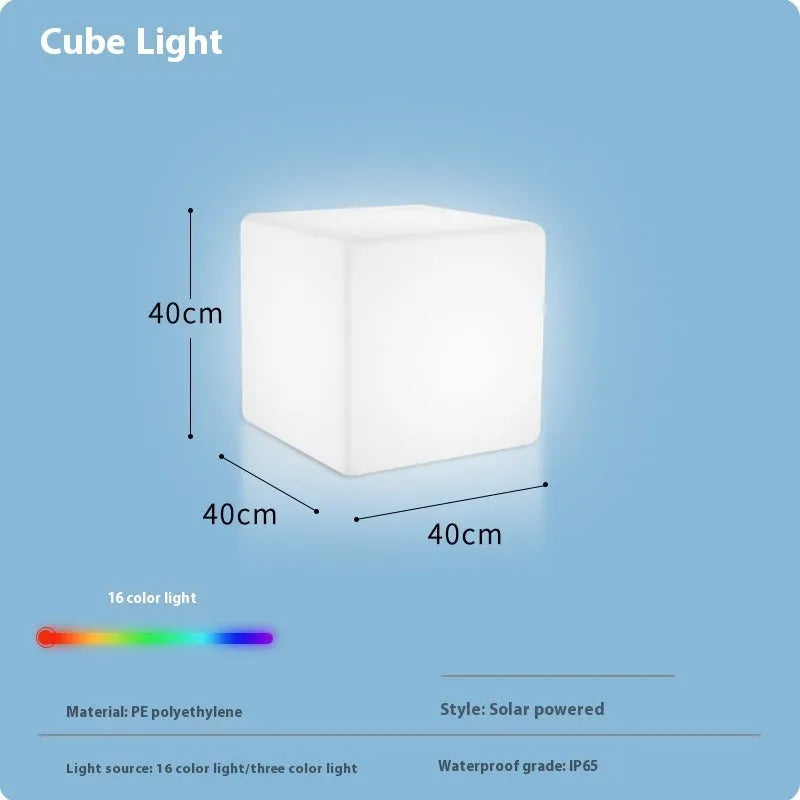 Modern square LED cube stool light for outdoor garden decoration with waterproof construction