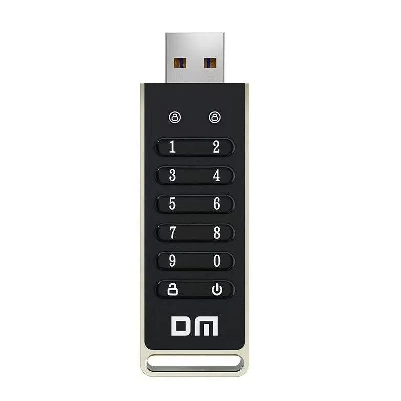 64GB metal USB flash drive with fingerprint scanner for security.