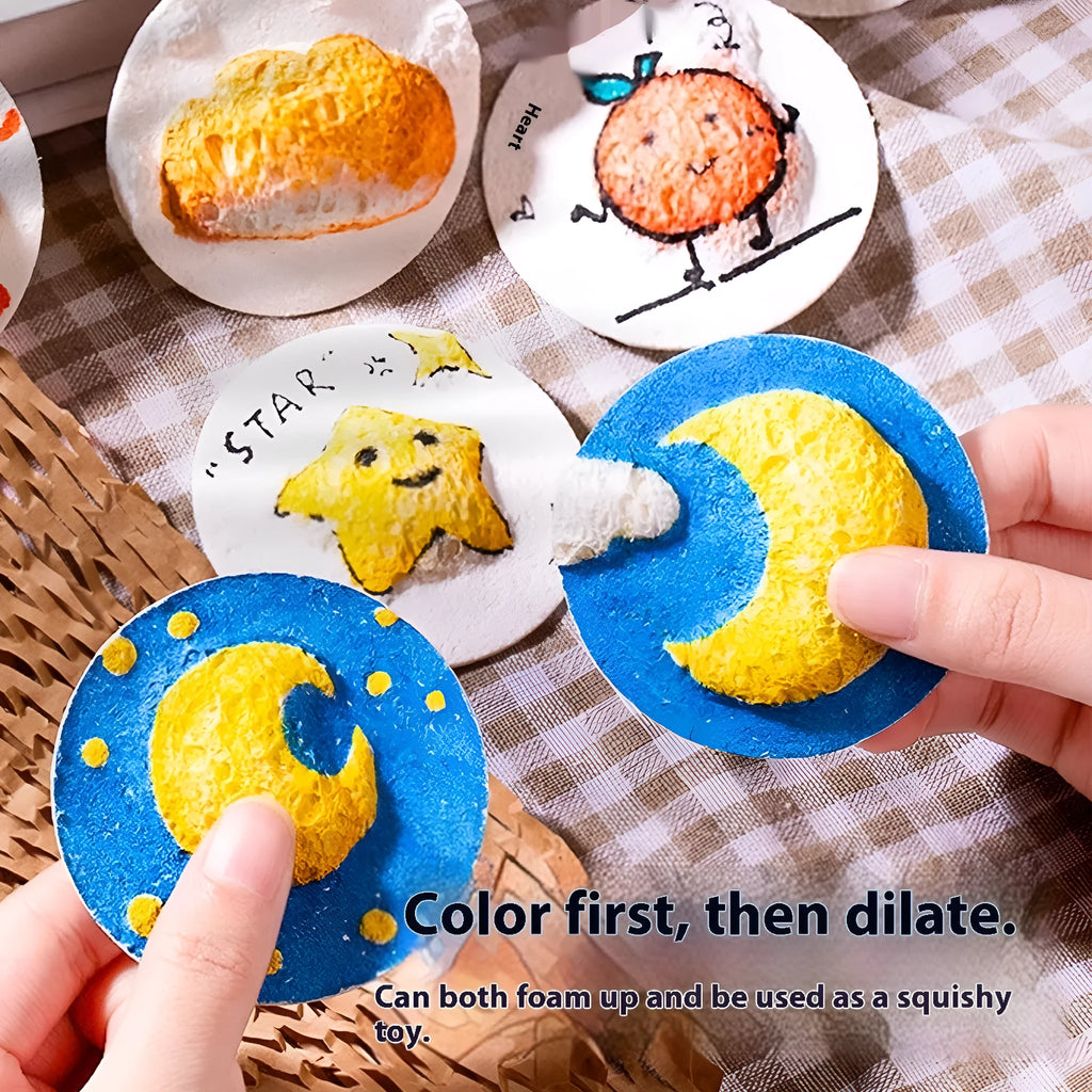 Wood pulp painting paper set with six fountain pens including heart, round and square sheets
