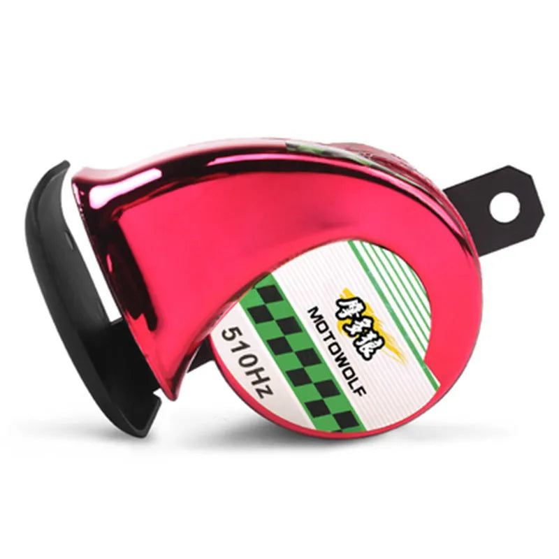 12V car and motorcycle horn with loud 110dB sound output in black ABS plastic