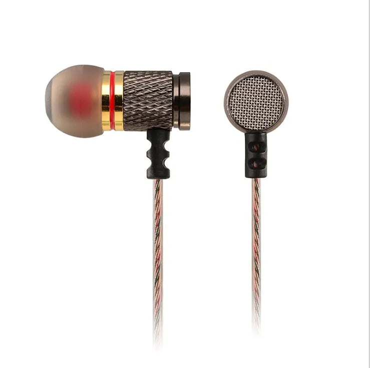Black wired in-ear headphones with silicone cable, 3.5mm L-bend plug, and TPE eartips.