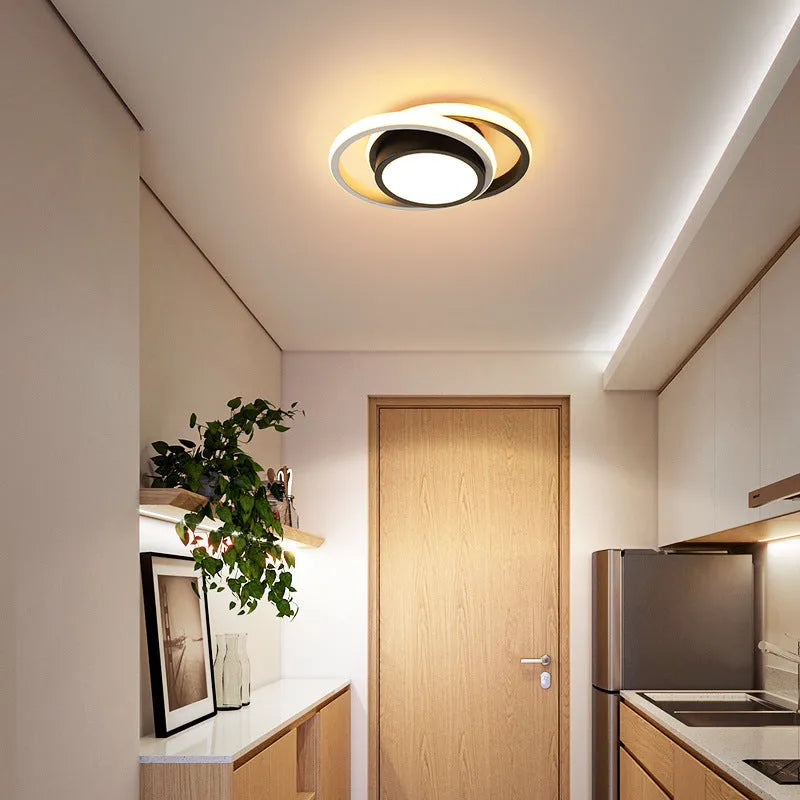 Modern Nordic style aluminium ceiling light fixture with LED in round and square shade options.