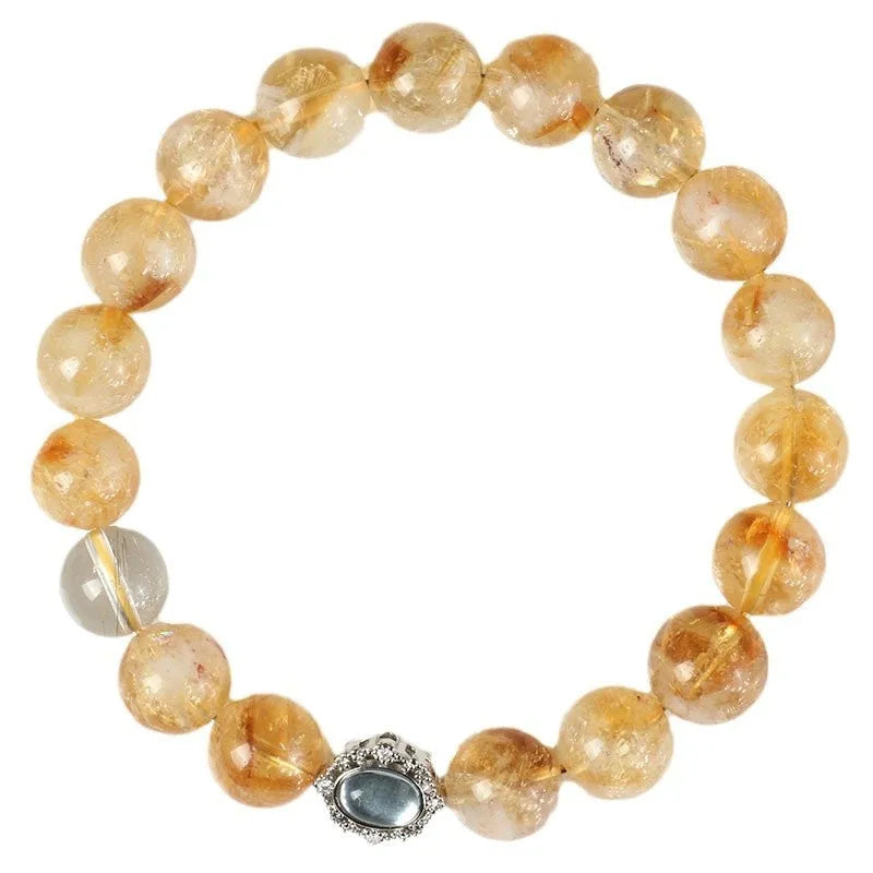 Geometric citrine crystal bracelet with 10mm polished stones and unisex design